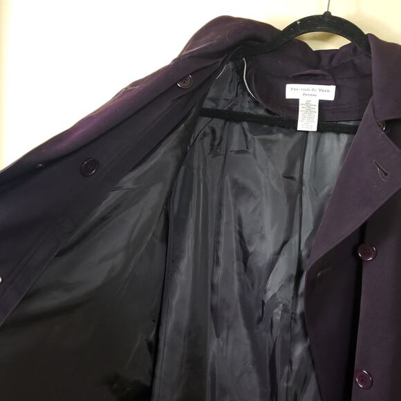 Vintage Preston & York Women's Navy Double Breasted Rain Trench Coat Size 10P - Picture 11 of 12